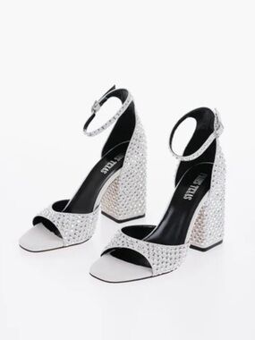 Paris Texas Holly Fiona Suede Crystal Ankle-Strap Sandals